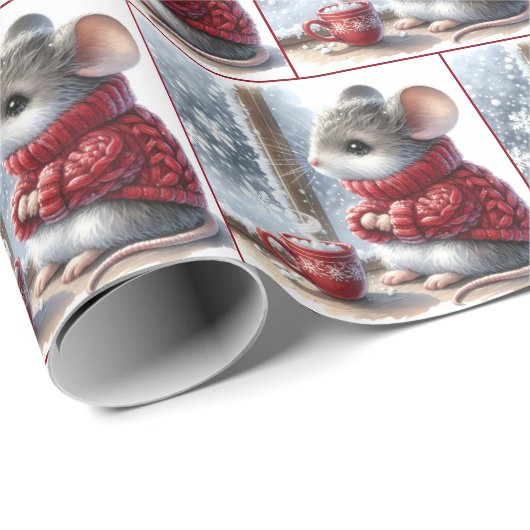 Weihnachtsmäuse mit heißem Kakao Geschenkpapier (Rolleneckpunkt)