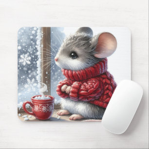 Weihnachtsmäuse mit heißem Kakao Mousepad