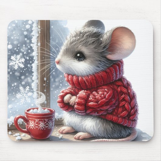 Weihnachtsmäuse mit heißem Kakao Mousepad (Vorne)