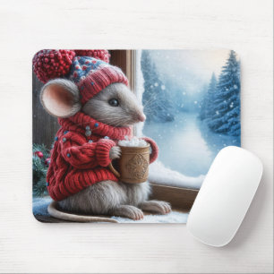 Weihnachtsmäuse mit heißem Kakao Mousepad