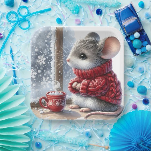 Weihnachtsmäuse mit heißem Kakao Pappteller (Party)