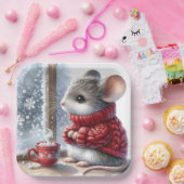 Weihnachtsmäuse mit heißem Kakao Pappteller (Party)