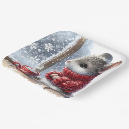 Weihnachtsmäuse mit heißem Kakao Pappteller (Gewinkelt)