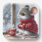 Weihnachtsmäuse mit heißem Kakao Pappteller (Vorderseite)
