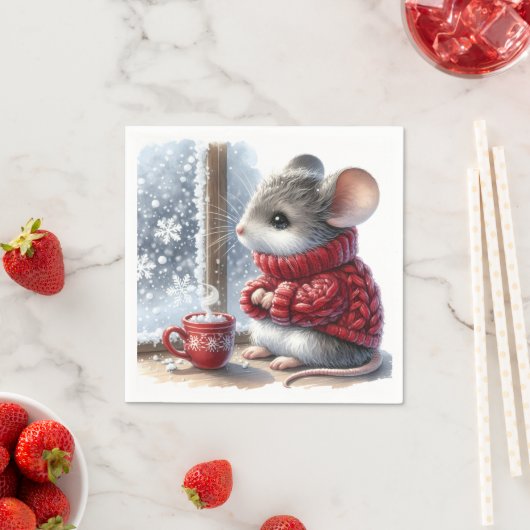 Weihnachtsmäuse mit heißem Kakao Serviette (Beispiel)