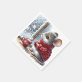 Weihnachtsmäuse mit heißem Kakao Serviette (Ecke)