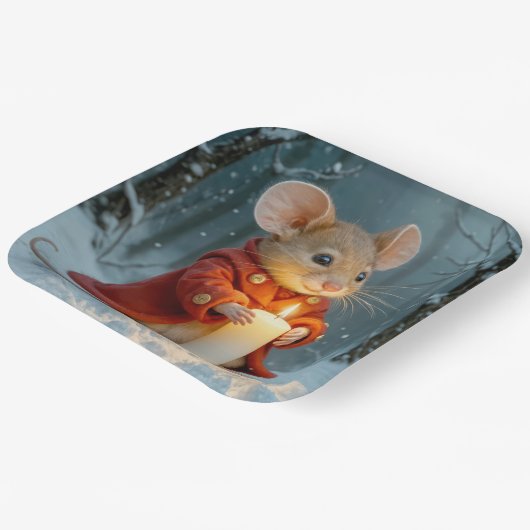 Weihnachtsmäuse mit Kerze Pappteller (Gewinkelt)