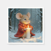 Weihnachtsmäuse mit Kerze Serviette (Vorderseite)
