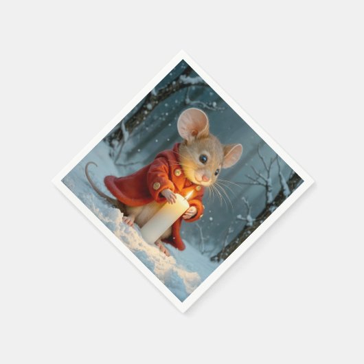 Weihnachtsmäuse mit Kerze Serviette (Ecke)