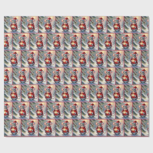 Weihnachtsmäuse mit Lattern Geschenkpapier (Flach)