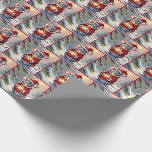 Weihnachtsmäuse mit Lattern Geschenkpapier (Ecke)