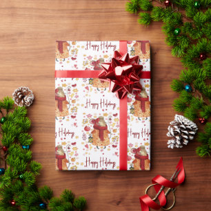 Weihnachtsmäuse mit Lattern Geschenkpapier