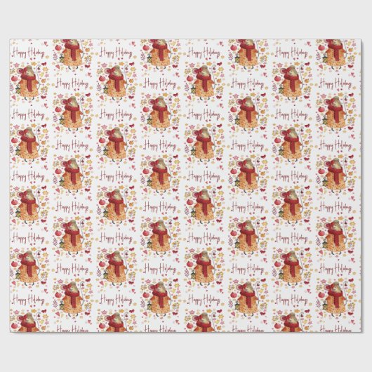 Weihnachtsmäuse mit Lattern Geschenkpapier (Flach)