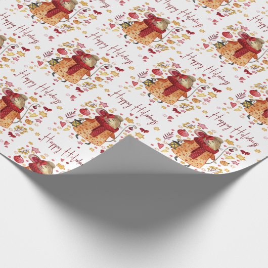 Weihnachtsmäuse mit Lattern Geschenkpapier (Ecke)