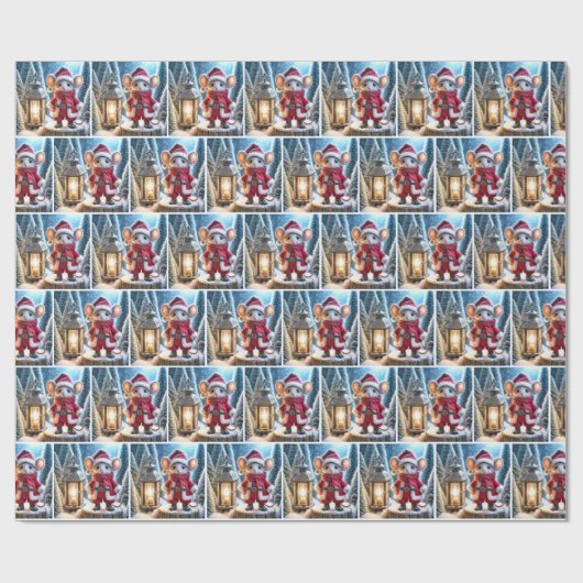 Weihnachtsmäuse mit Lattern Geschenkpapier (Flach)