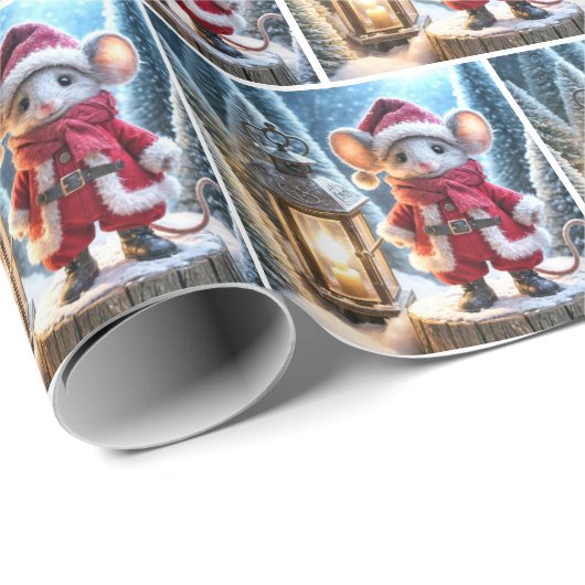 Weihnachtsmäuse mit Lattern Geschenkpapier (Rolleneckpunkt)