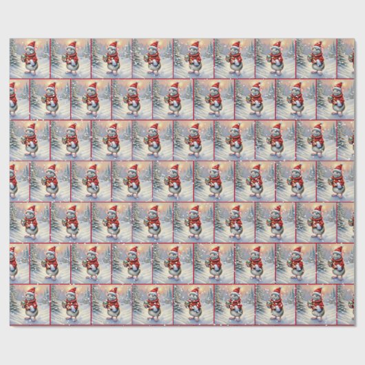 Weihnachtsmäuse mit Ornament Geschenkpapier (Flach)