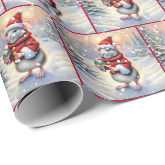 Weihnachtsmäuse mit Ornament Geschenkpapier (Rolleneckpunkt)