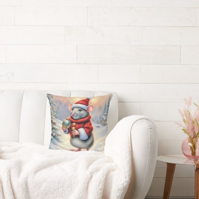 Weihnachtsmäuse mit Ornament Kissen (Liege)