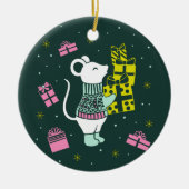 Weihnachtsmäuse mit Präsentation Illustration Keramik Ornament (Vorne)