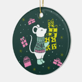 Weihnachtsmäuse mit Präsentation Illustration Keramik Ornament (Links)