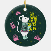 Weihnachtsmäuse mit Präsentation Illustration Keramik Ornament (Hinten)