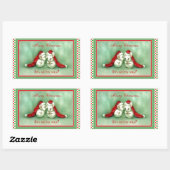 Weihnachtsmäuse mit Roten Weihnachtsmannmützen Rechteckiger Aufkleber (Blatt)