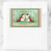 Weihnachtsmäuse mit Roten Weihnachtsmannmützen Rechteckiger Aufkleber (Tasche)