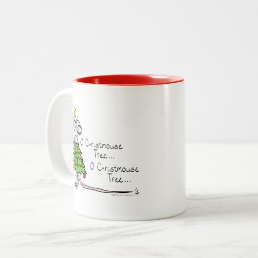 Weihnachtsmäuse Niedlich Funny Holiday Zweifarbige Tasse (Vorderseite Links)