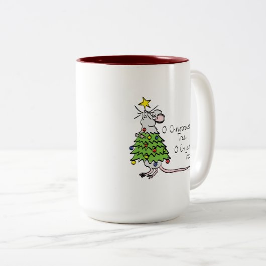 Weihnachtsmäuse Niedlich Funny Holiday Zweifarbige Tasse (VorderseiteRechts)