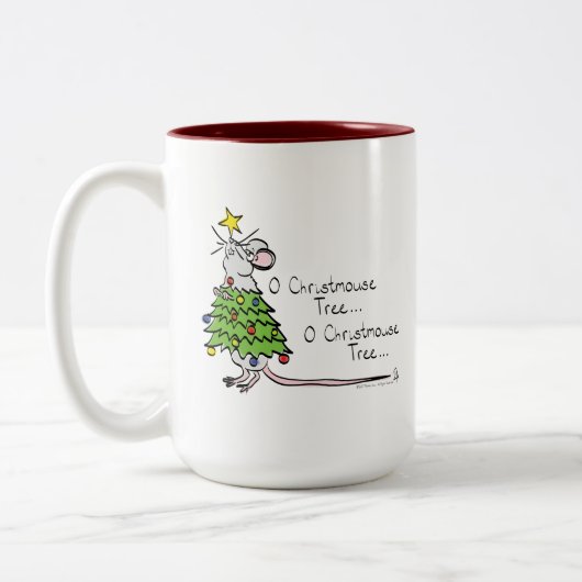Weihnachtsmäuse Niedlich Funny Holiday Zweifarbige Tasse (Links)