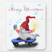 Weihnachtsmäuse Pad Geschenk Skater Gnome mit Gesc Mousepad (Vorne)