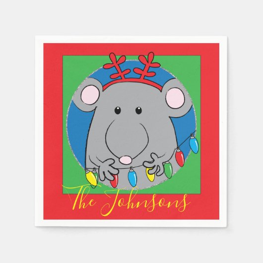 Weihnachtsmäuse Party Serviette (Vorderseite)