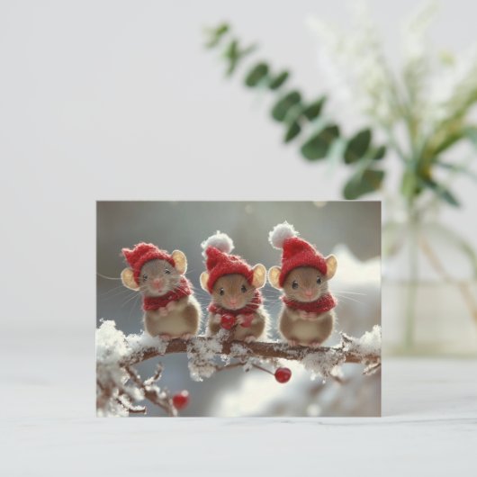 Weihnachtsmäuse Postkarte (Stehend Vorderseite)
