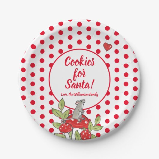 Weihnachtsmäuse Red Polka Dot Custom Santa Cookie Pappteller (Vorderseite)