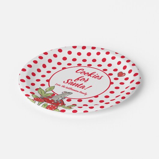 Weihnachtsmäuse Red Polka Dot Custom Santa Cookie Pappteller (Schrägansicht)