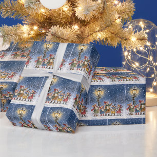 Weihnachtsmäuse singen Weihnachtslieder in Schneef Geschenkpapier