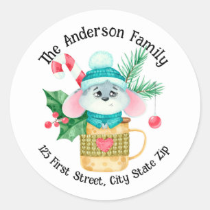 Weihnachtsmäuse Tasse Candy Cane Runder Aufkleber