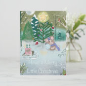 Weihnachtsmäuse trimmen einen Baum Feiertagskarte (Stehend Vorderseite)