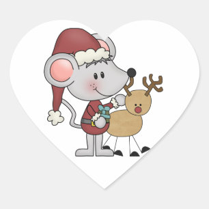 Weihnachtsmäuse und Herz-Aufkleber