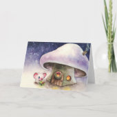 Weihnachtsmäuse und Pilz Karte (Vorderseite)