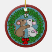 Weihnachtsmäuse unter Mistelzweig Keramikornament (Hinten)