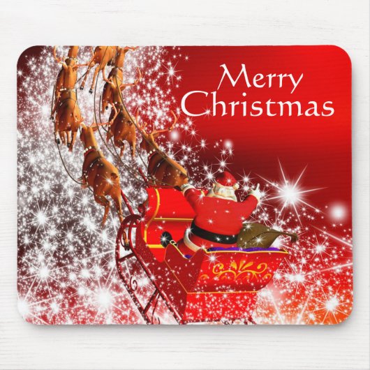 Weihnachtsmäuse/Weihnachtsmann und Schlitten Mousepad (Vorne)
