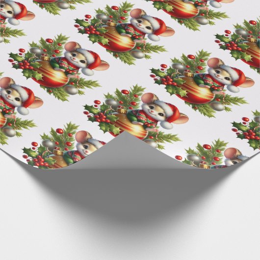 Weihnachtsmäuse-Wrapping Geschenkpapier (Ecke)