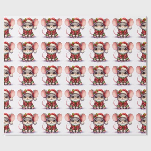 Weihnachtsmäuse-Wrapping Geschenkpapier (Flach)