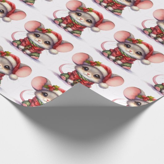 Weihnachtsmäuse-Wrapping Geschenkpapier (Ecke)