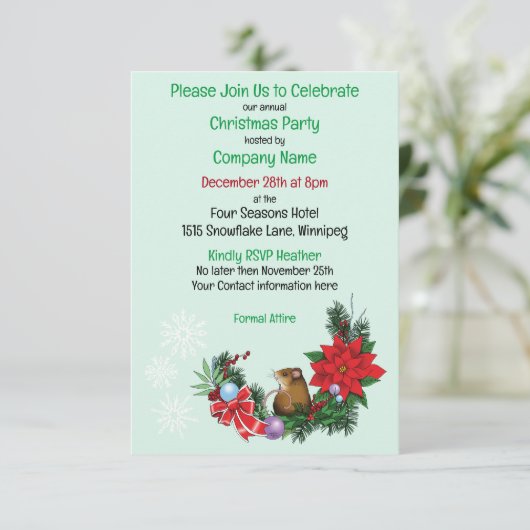 Weihnachtsmäuse Wreath Einladung (Stehend Vorderseite)