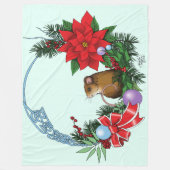 Weihnachtsmäuse Wreath Fleecedecke (Vorderseite)