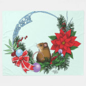 Weihnachtsmäuse Wreath Fleecedecke (Vorderseite (Horizontal))