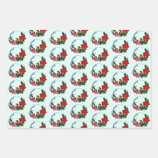 Weihnachtsmäuse Wreath Geschenkpapier Set (Vorderseite)